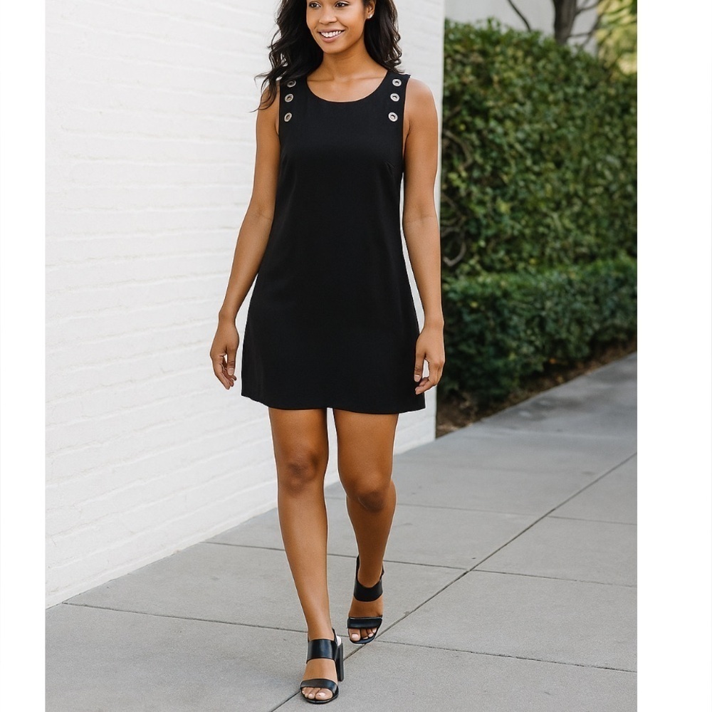 Sandra Darren Black Sleeveless Shift Dress Size 12 NWT Little Black Dress